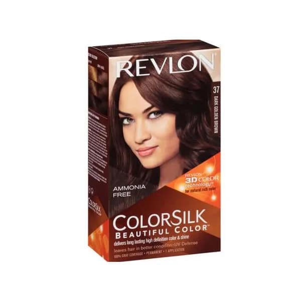 0309978456377 Revlon Colorsilk Sans Amoniaque 37 Dark Golden Brown – Image 1