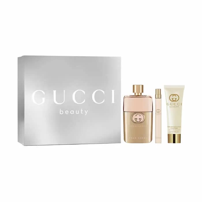 3616305447586 Gucci Guilty Pour Femme Eau De Parfum Spray 90ml Coffret 3 Produits – Image 1
